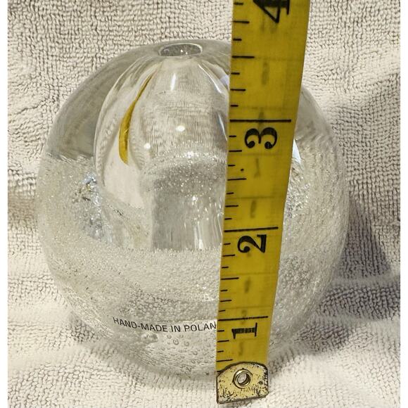 Hand Made In Poland Clear Art Glass Bubble Sphere Oil Lamp 4" Diameter gift idea - Picture 9 of 11